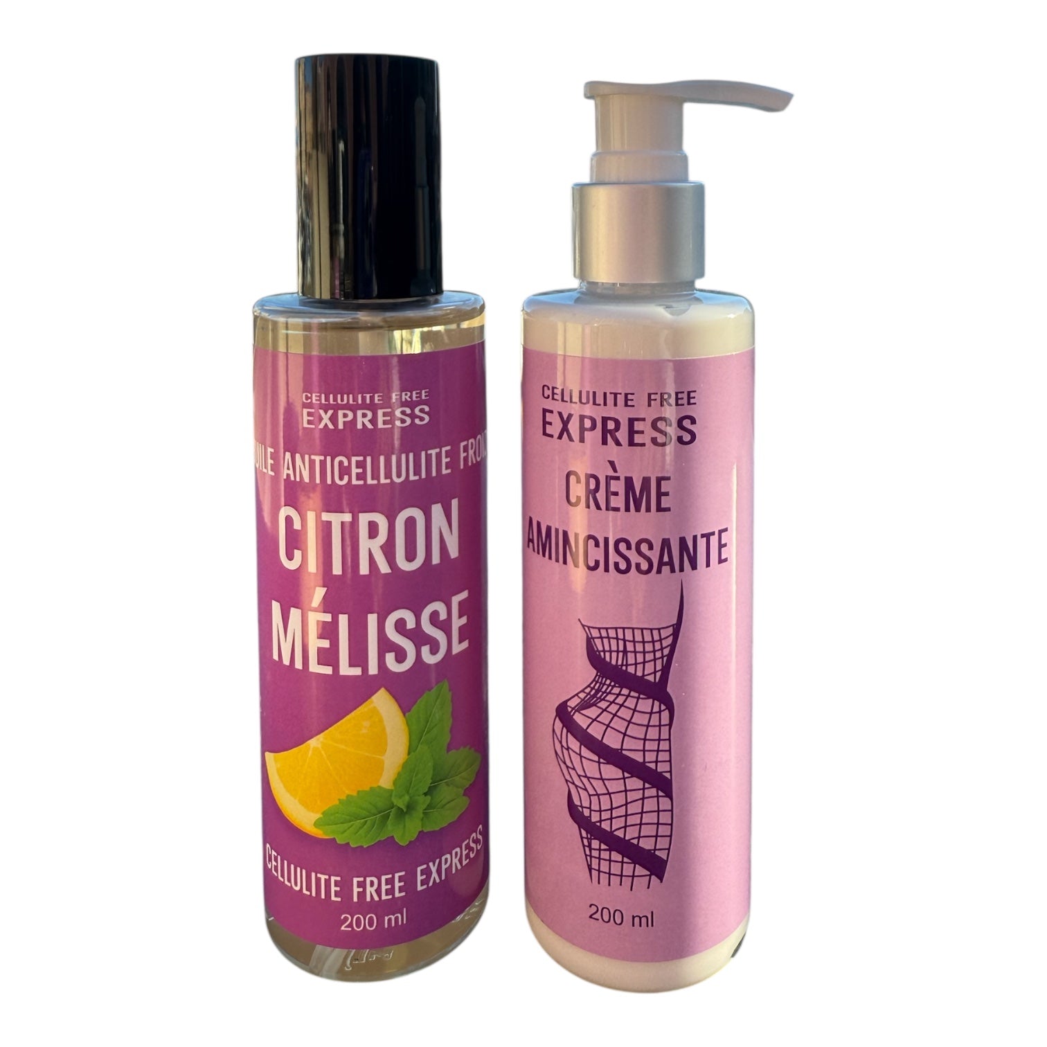 PACK MINCEUR – Cellulite Free Express, Crème Amincissante + Huile Anticellulite Froide Citron & Mélisse